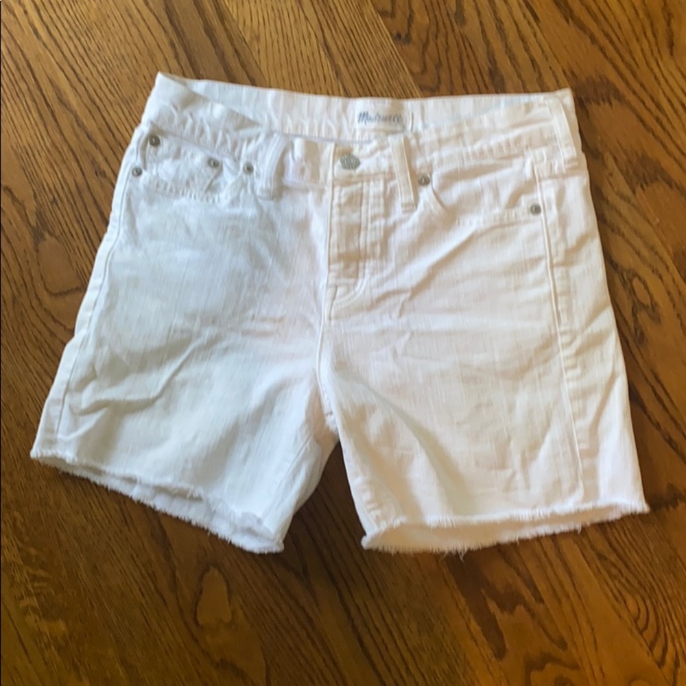 Madewell mid rise white denim shorts